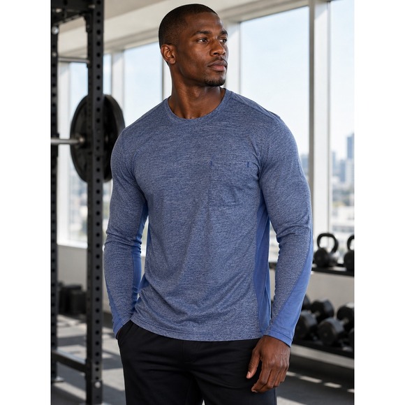 Lululemon Other - Lululemon Mens Metal Vent Tech Long Sleeve Shirt Blue Heather Chest Pocket L